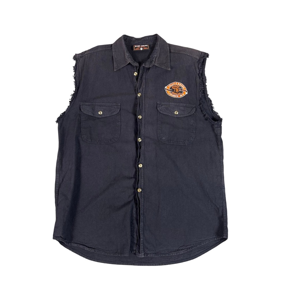 Vintage‎ Biker Design XL Mens Laconia NH Rally Races Sleeveless Shirt Vest
